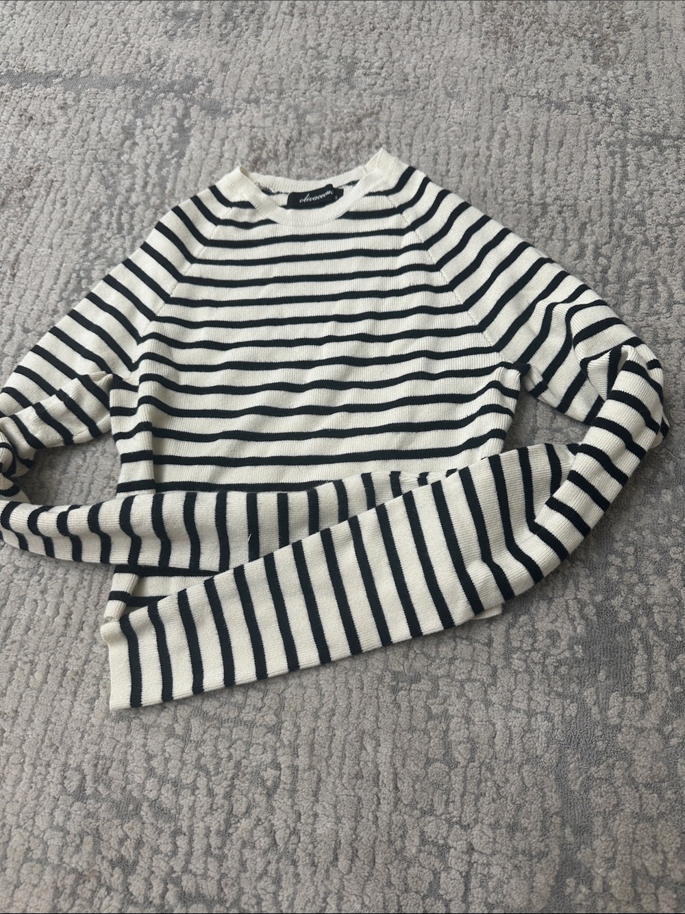 Olivaceous Black and White Striped Long Sleeve Tee